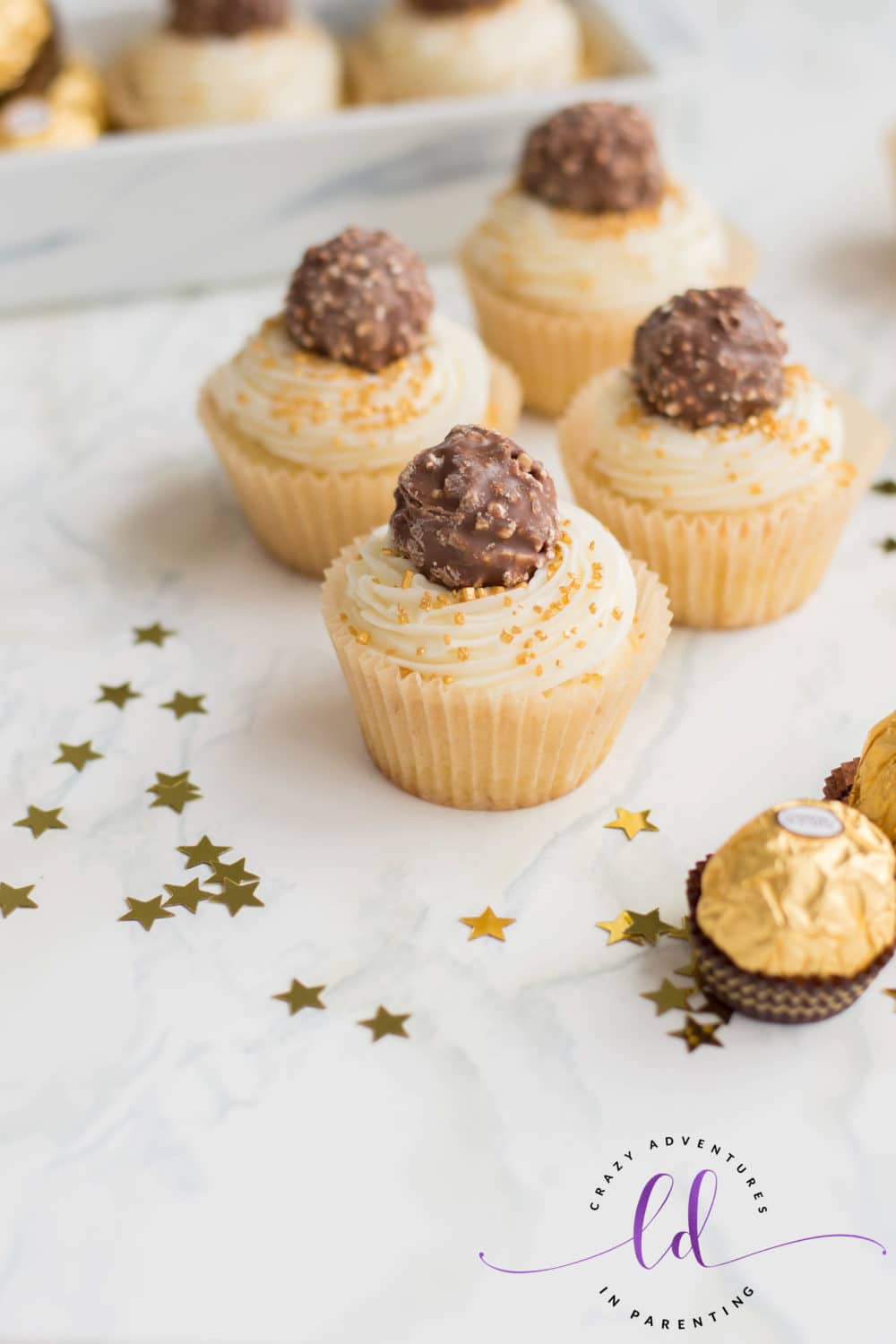 Golden Ferrero Rocher New Year's Eve Cupcakes Recipe