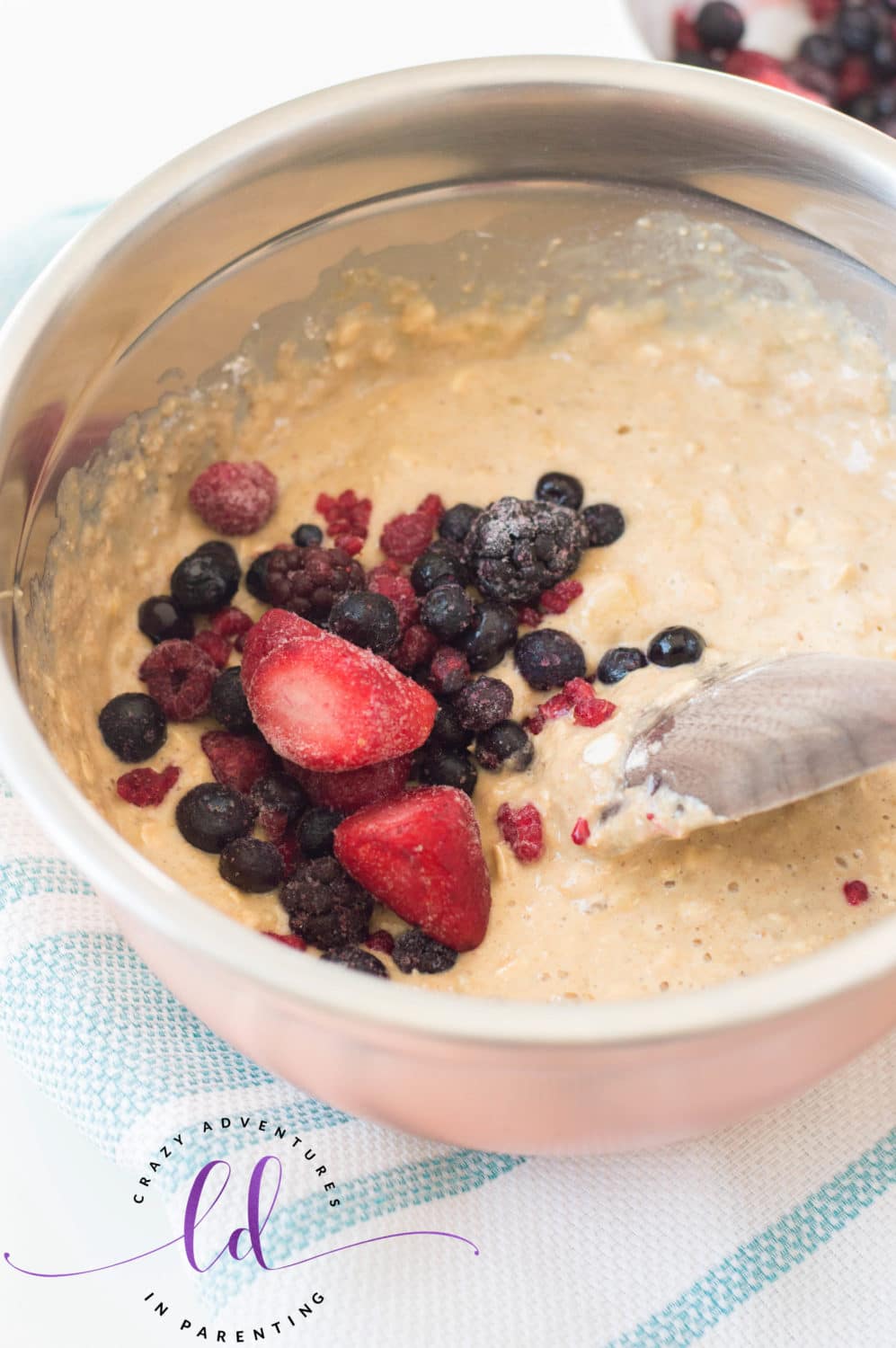 Add Frozen Mixed Berries to Batter for Healthy Berry Muffins