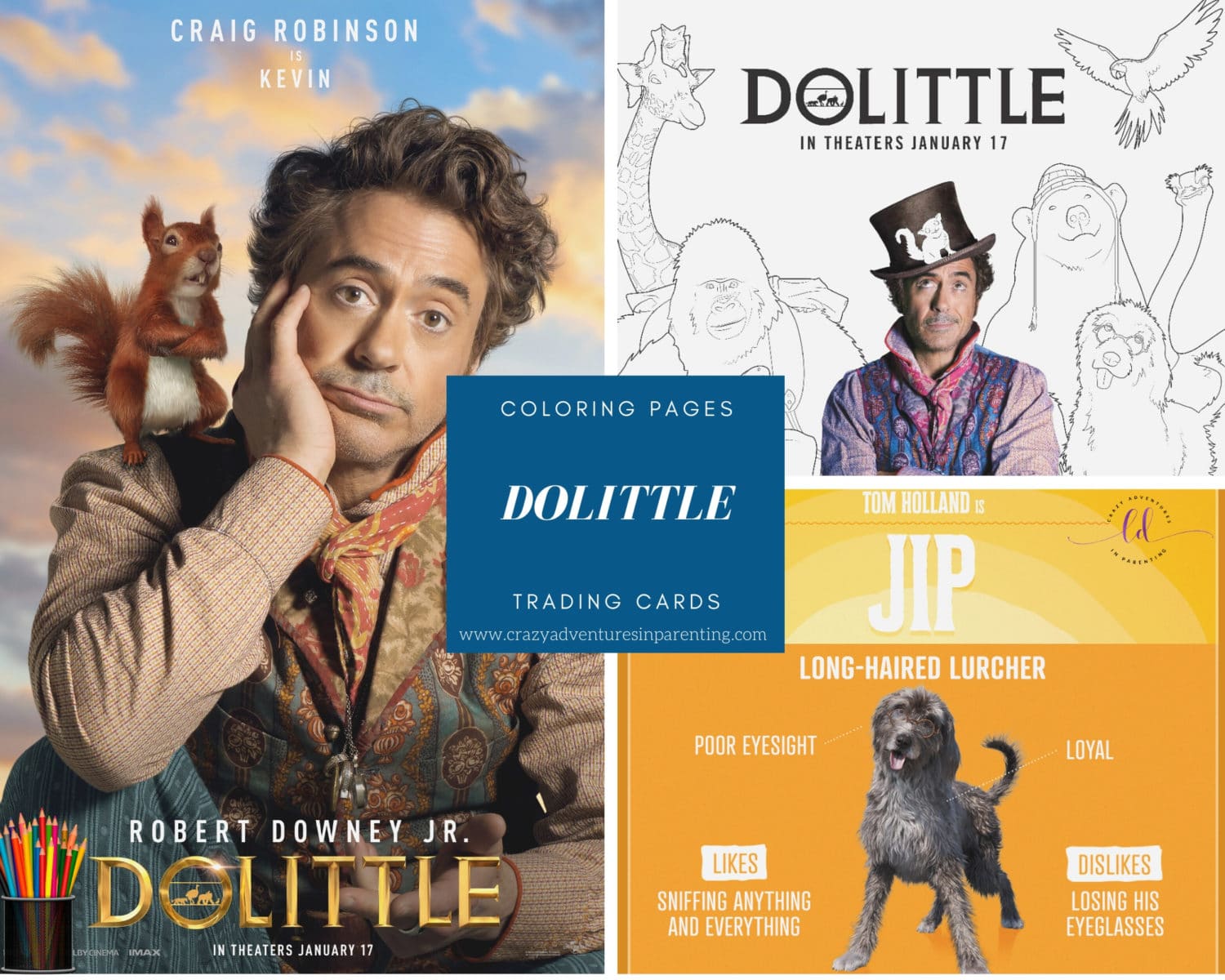 Printable Dolittle Coloring Pages and Animal Trading Cards