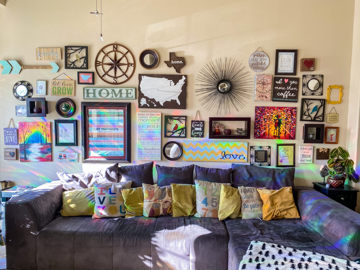 Rainbow Symphony Decals on Living Room Gallery Wall