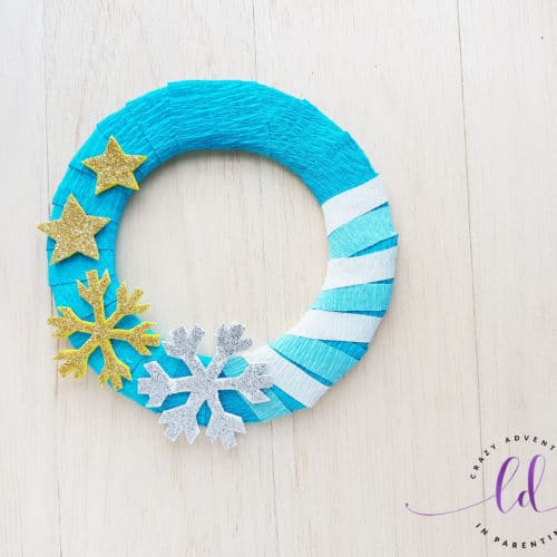 Wrap Decorative Crepe Paper to Finish This Easy Frozen Wreath Craft