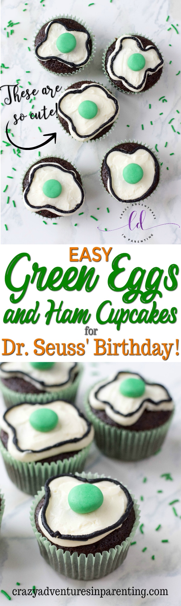 Easy Green Eggs and Ham Cupcakes for Dr. Seuss' Birthday
