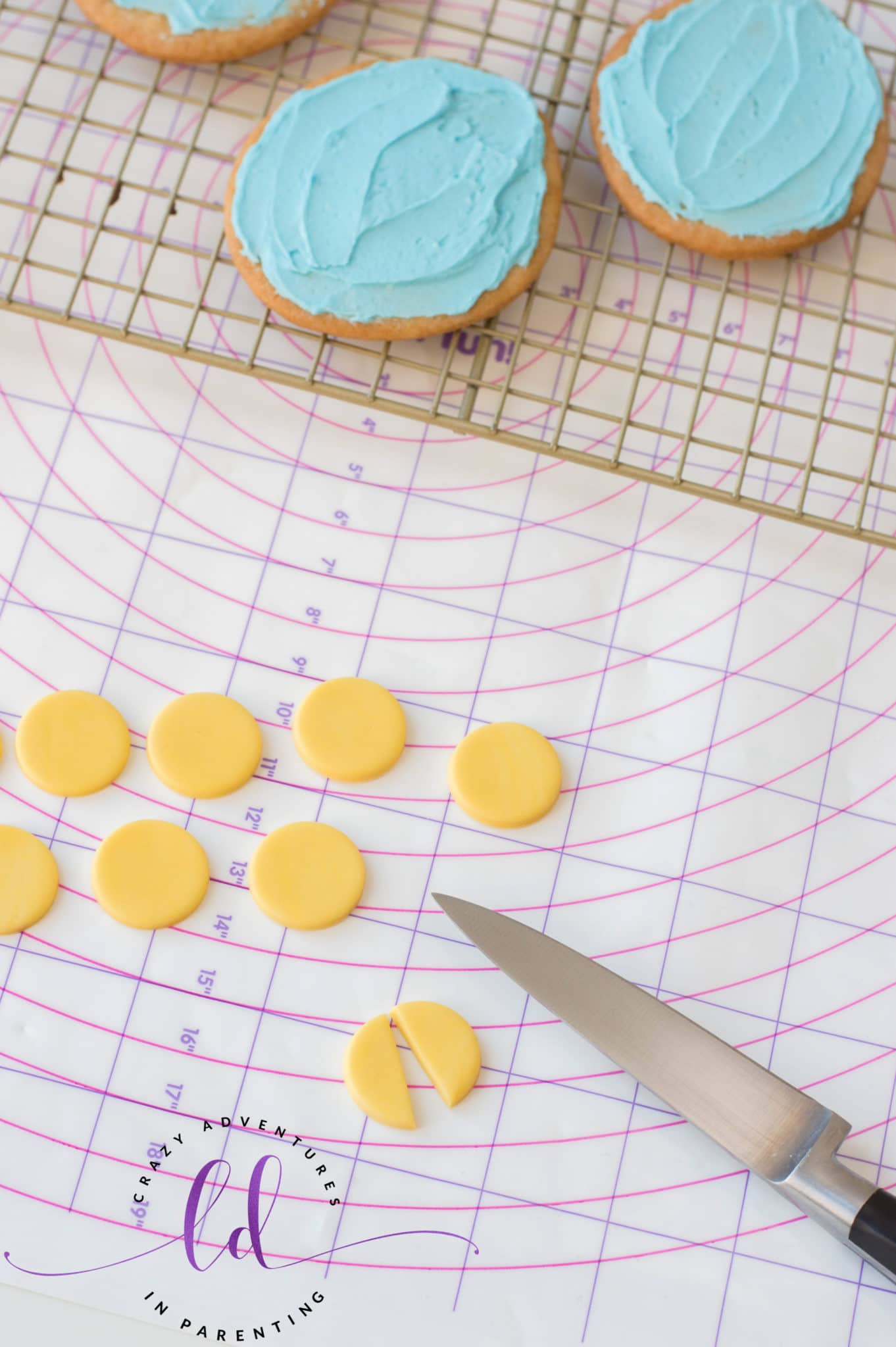 Trim Yellow Fondant for Chick Egg Cookies