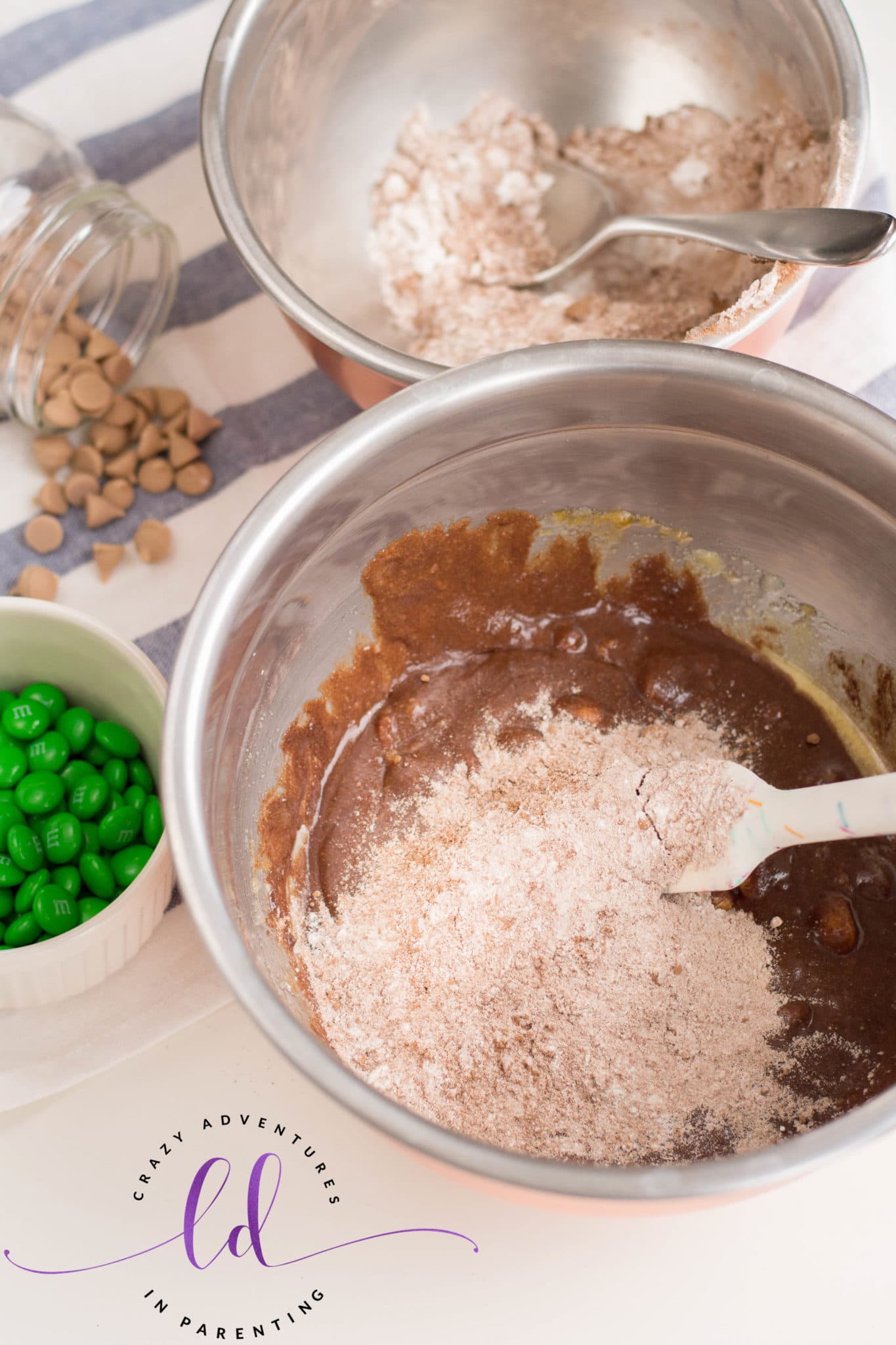 Mix Wet Ingredients with Dry Ingredients to Make St Patricks Day Chocolate Cookies