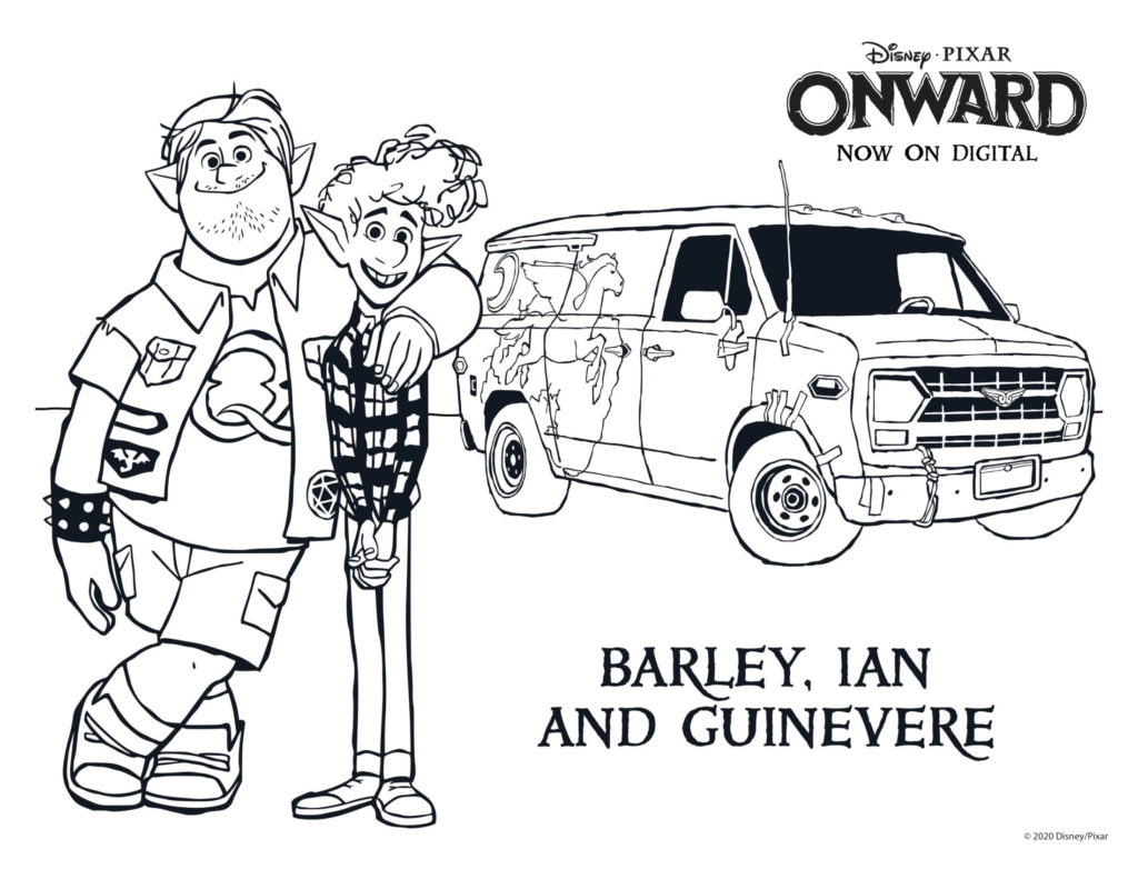 ONWARD Barley Ian and Guinevere Coloring Page and Activity Sheet