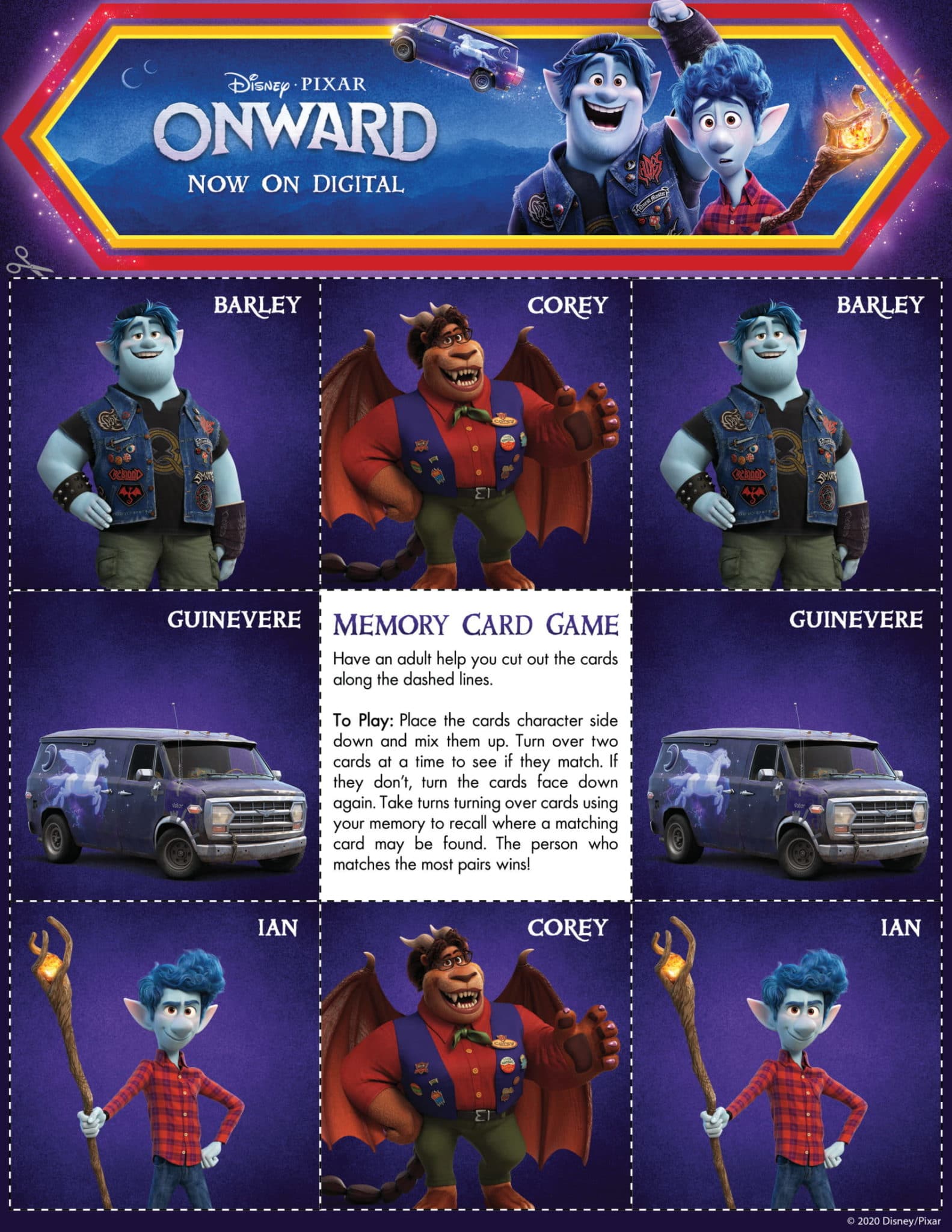 ONWARD Memory Card Game Activity Sheet