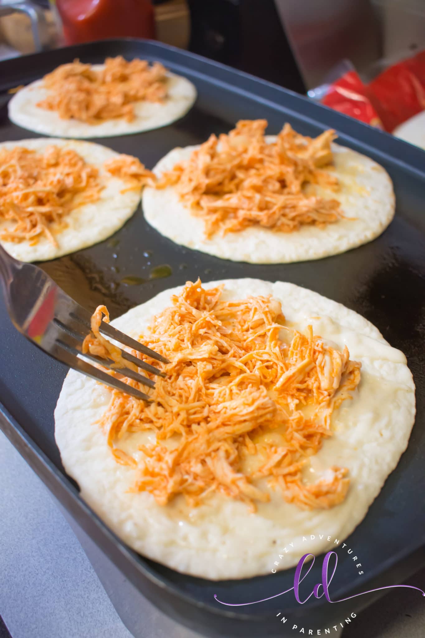 Add Chicken to Buffalo Chicken Bacon Ranch Quesadillas