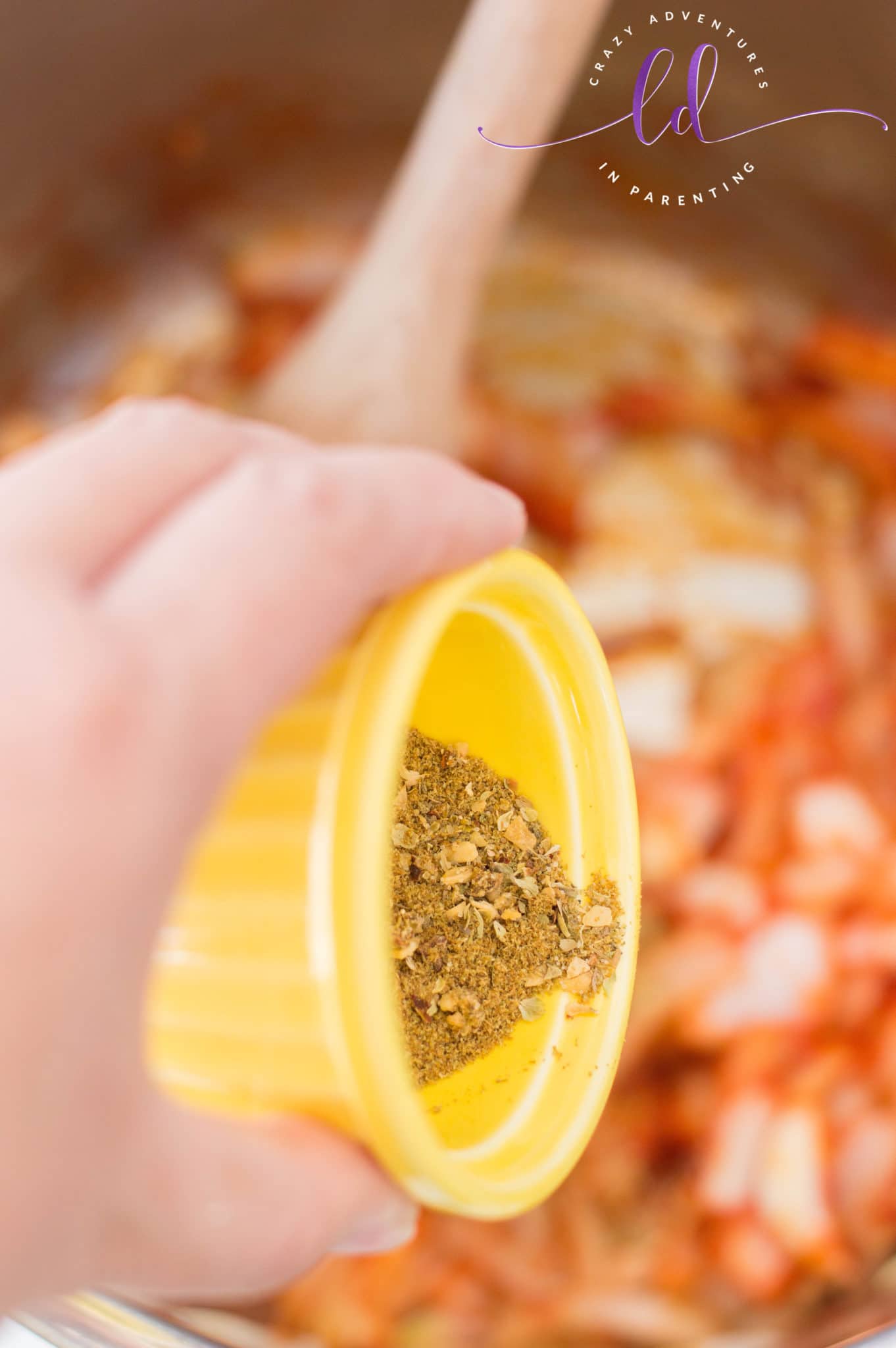 Add Seasonings to Instant Pot Tortellini Soup