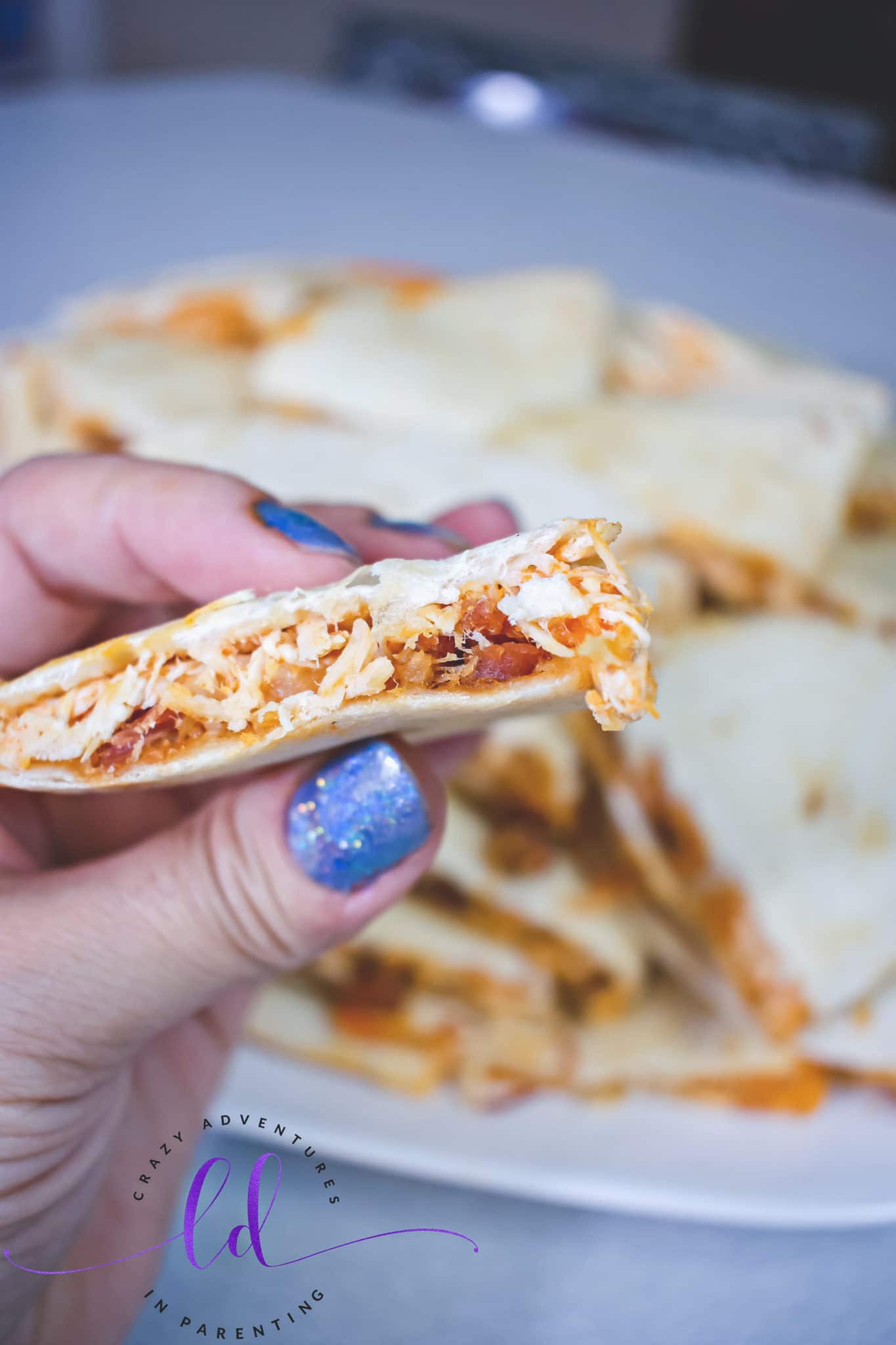 Cheesy Buffalo Chicken Bacon Ranch Quesadillas