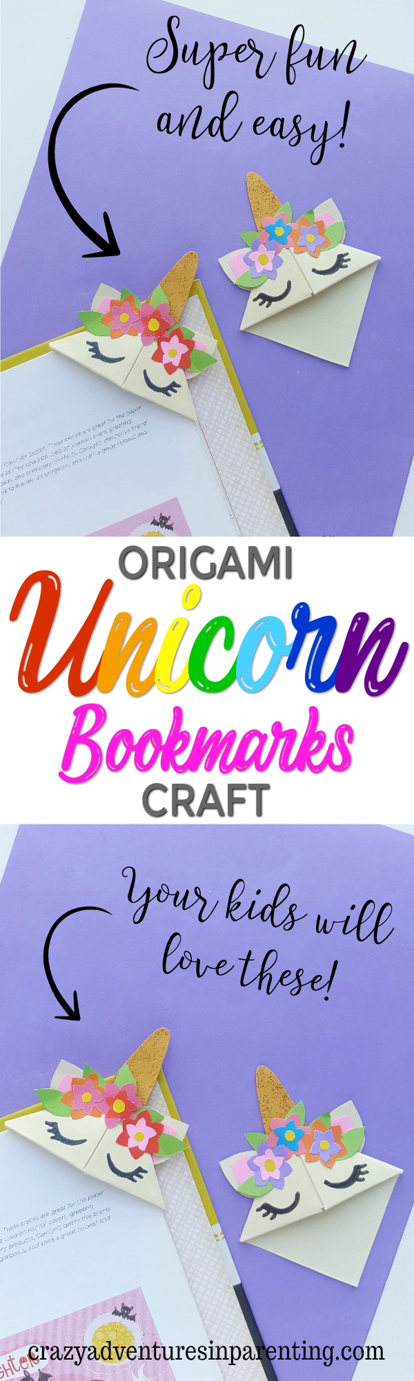 Easy Origami Unicorn Corner Bookmark Craft