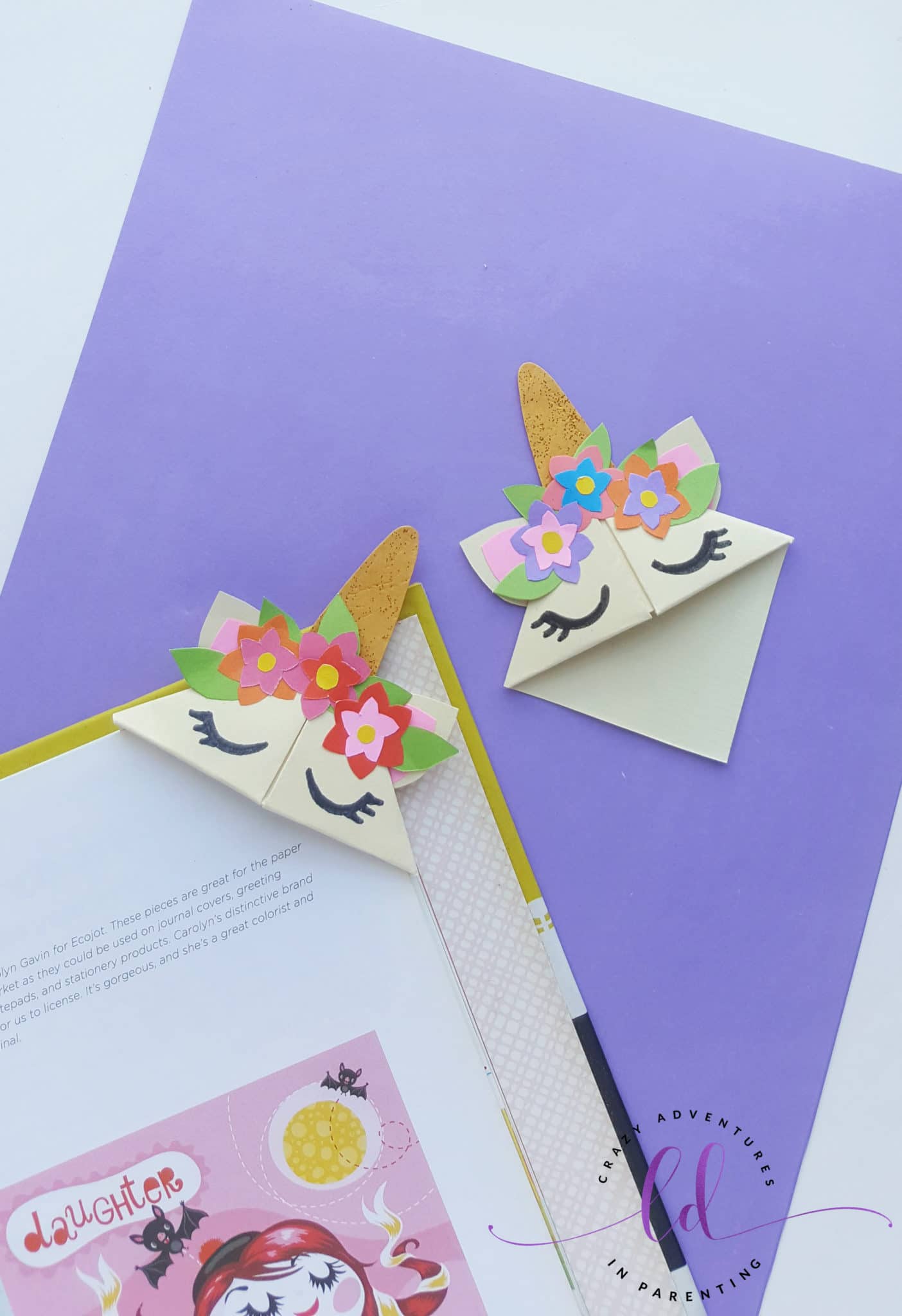 Easy Origami Unicorn Corner Bookmark