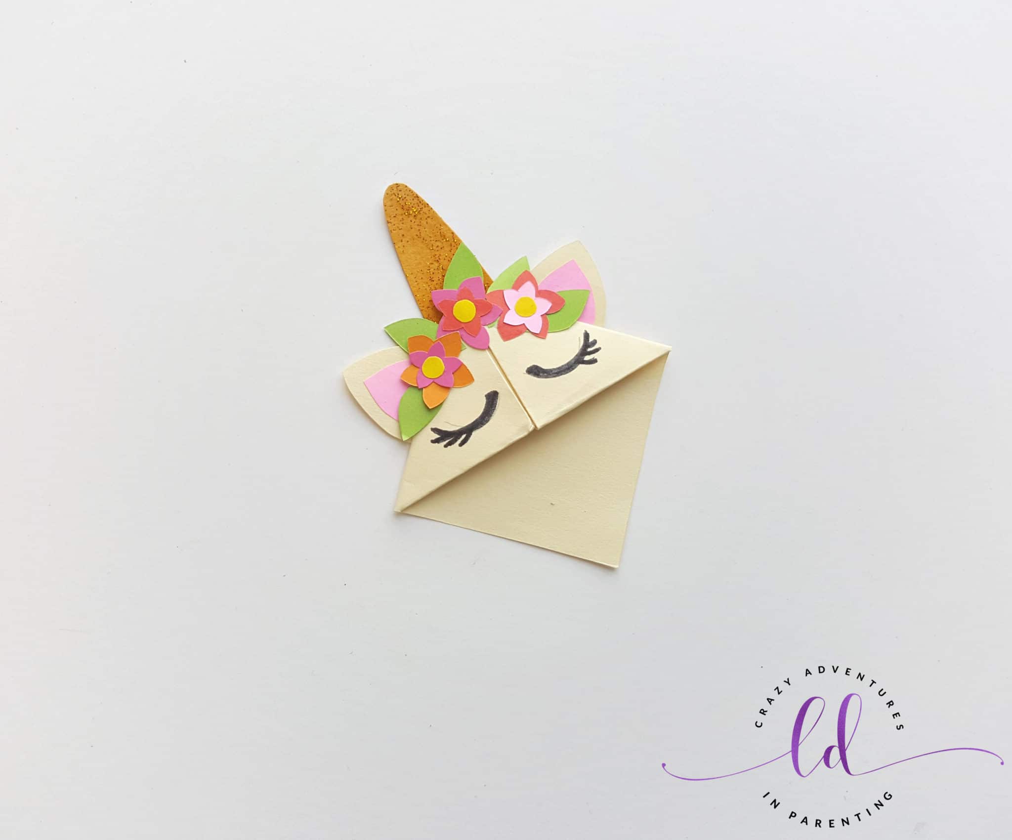 DIY Origami Unicorn Corner Bookmarks Crazy Adventures in Parenting