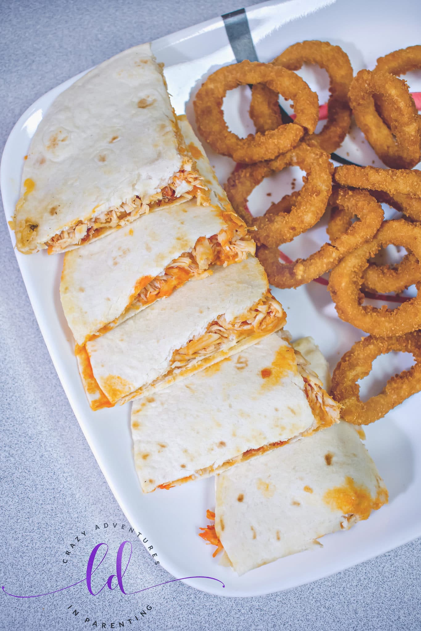 Simple Buffalo Chicken Bacon Ranch Quesadillas