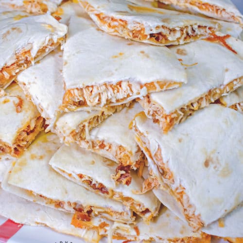 Stack of Buffalo Chicken Bacon Ranch Quesadillas