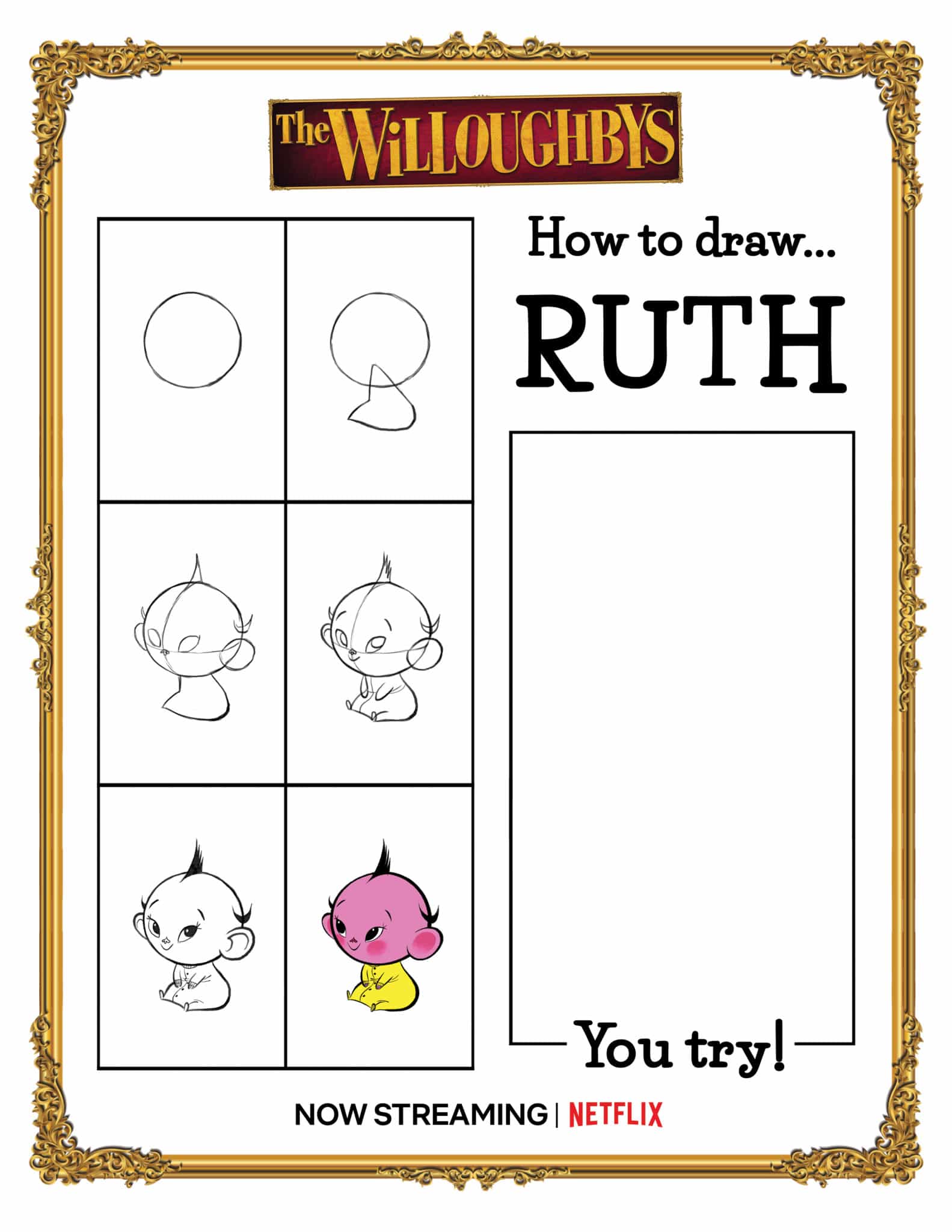 The Willoughbys How To Draw Ruth Activity Sheet