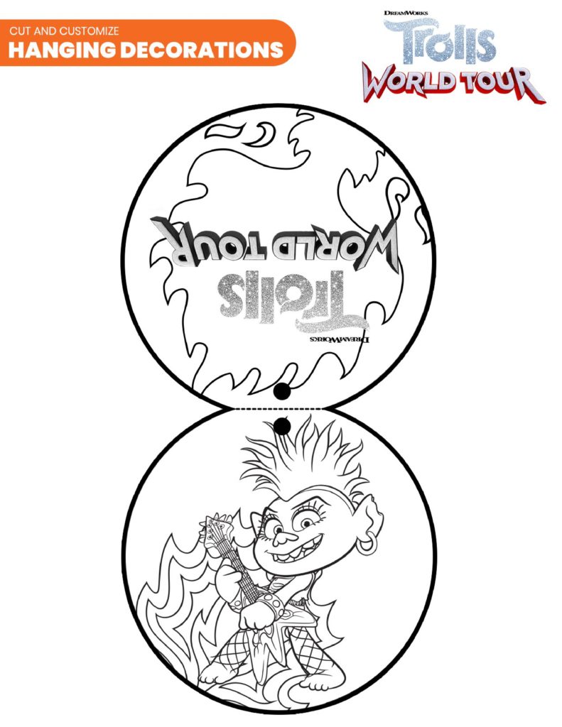 Trolls Coloring Page Hanging Decorations