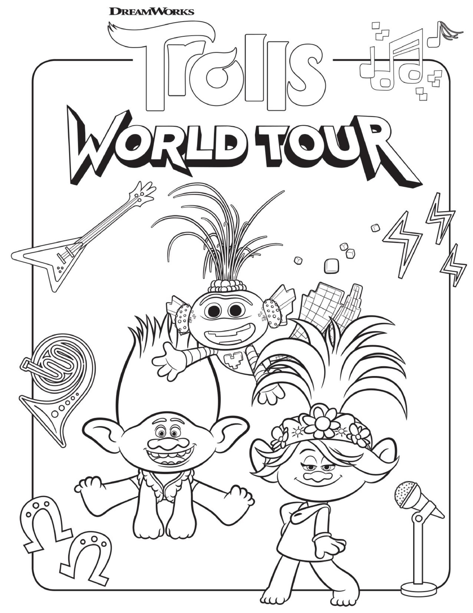 Trolls World Tour Coloring Page