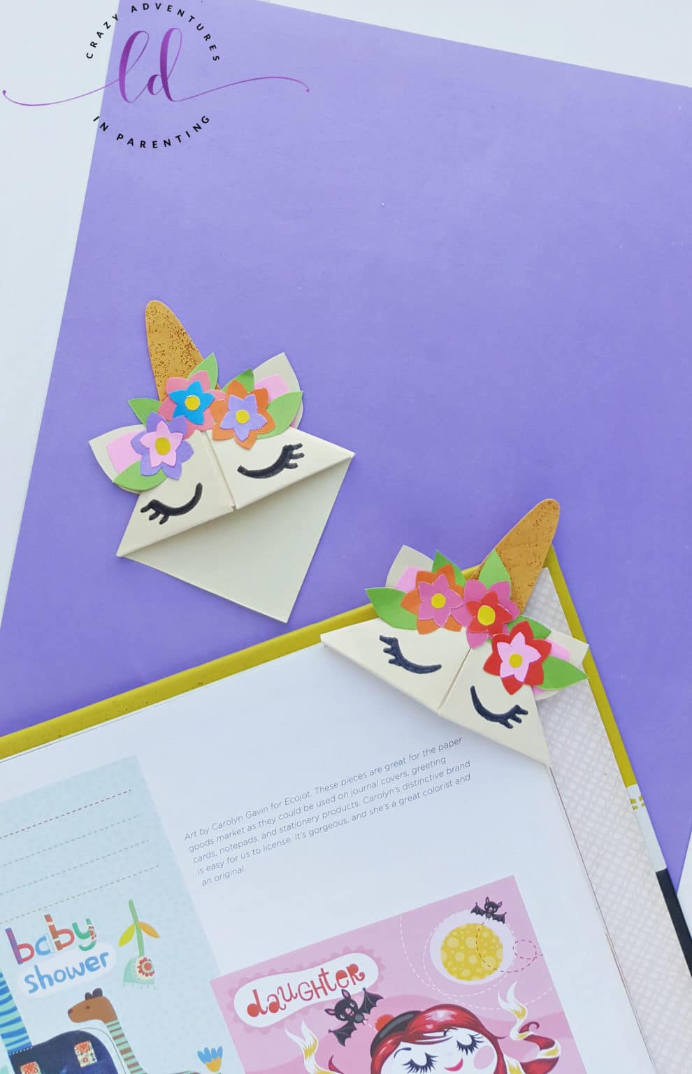 diy origami unicorn corner bookmarks crazy adventures in