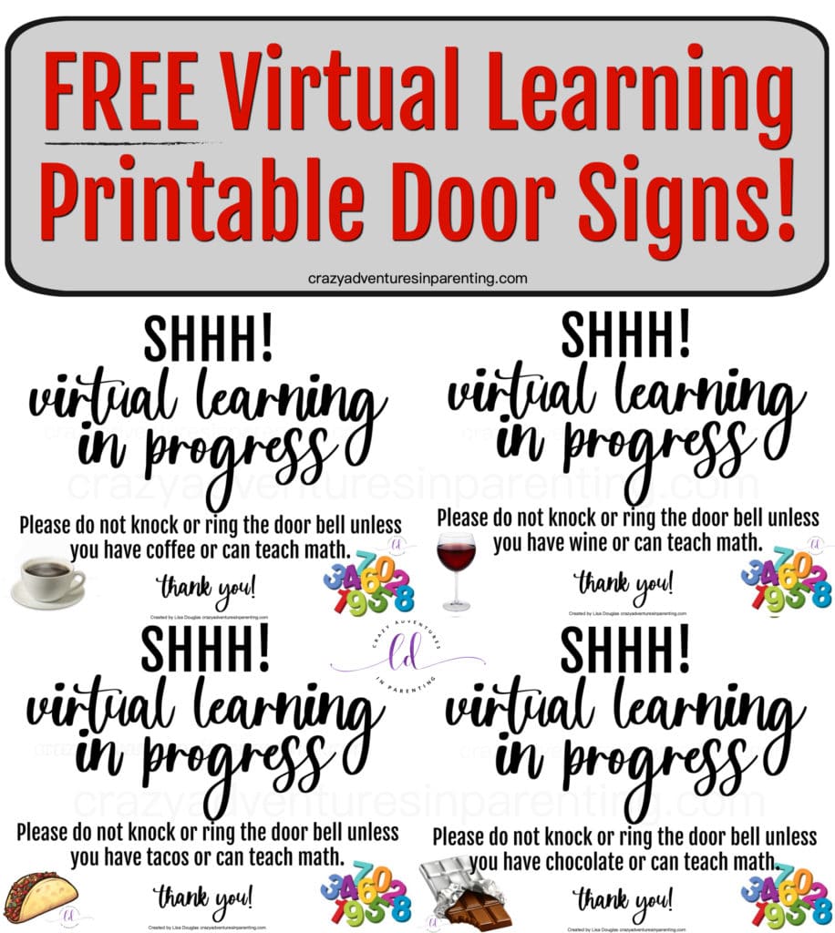 Free Distance Learning Printable Door Signs
