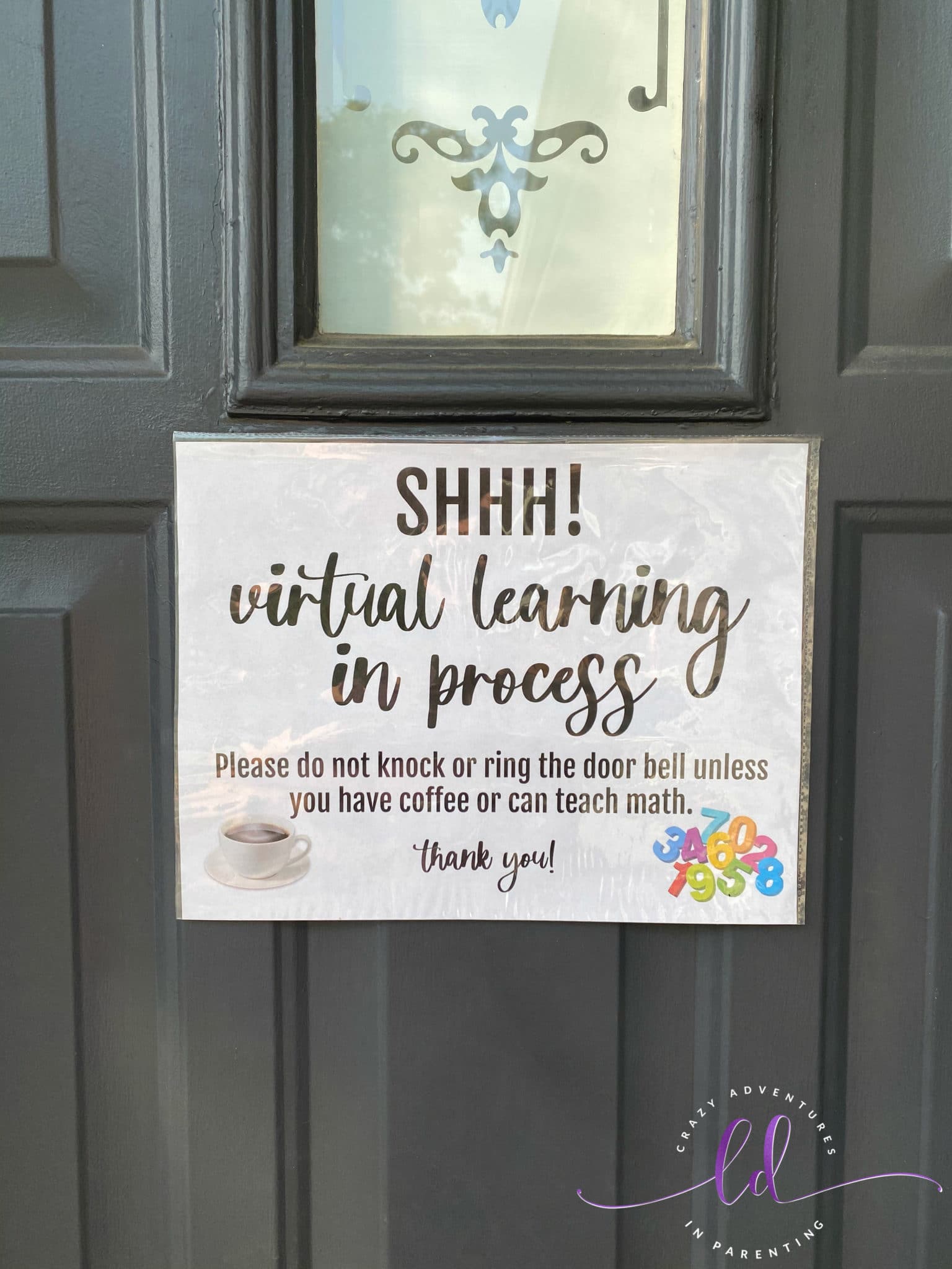 Virtual Learning Printable Sign on Front Door