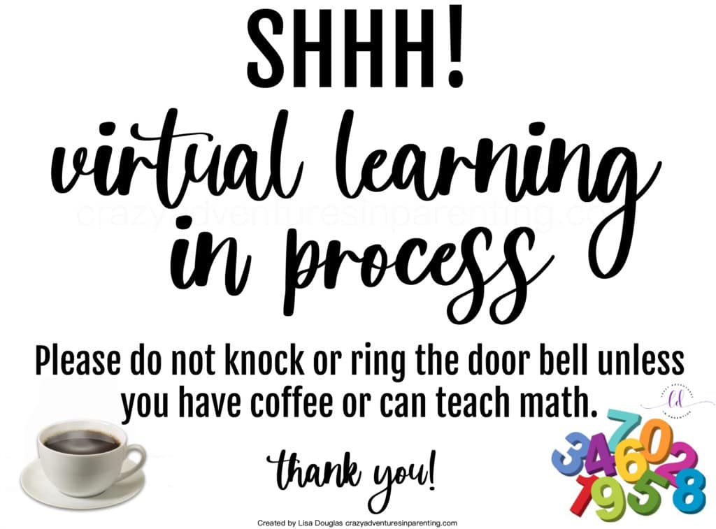 Shhh! virtual learning sign printable coffee