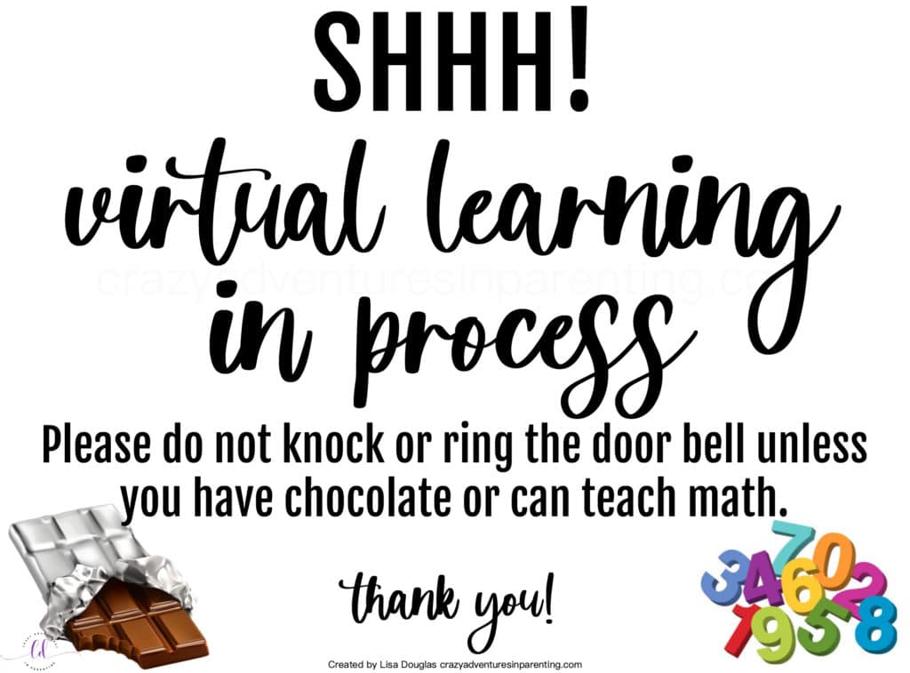 Shhh! virtual learning sign printable chocolate
