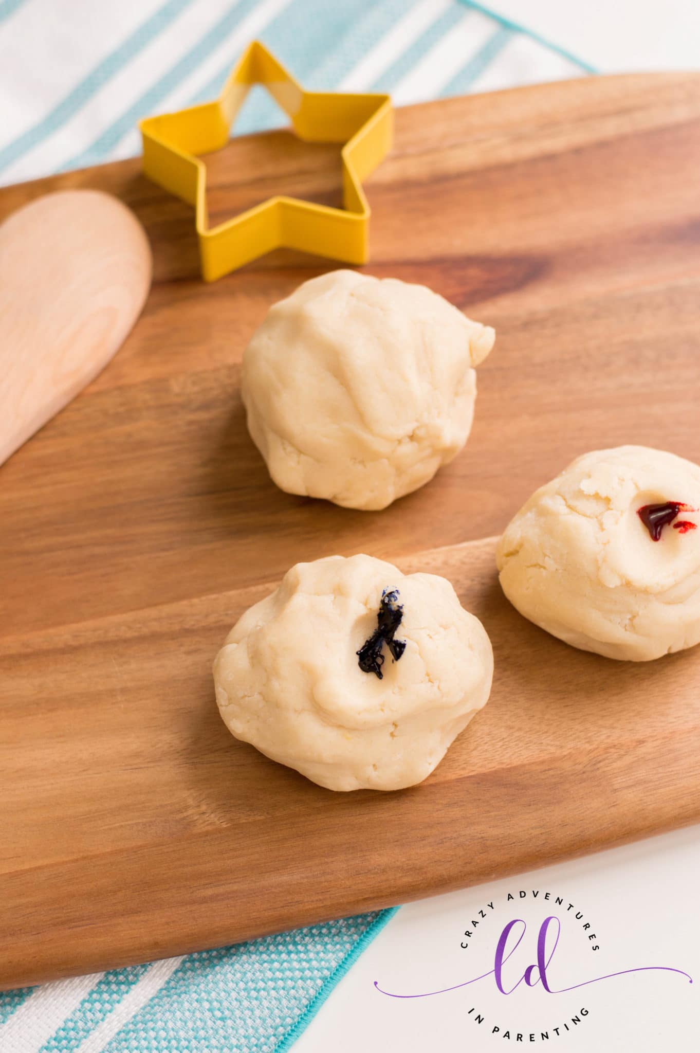 Separate dough into three parts to make Patriotic Sugar Cookies