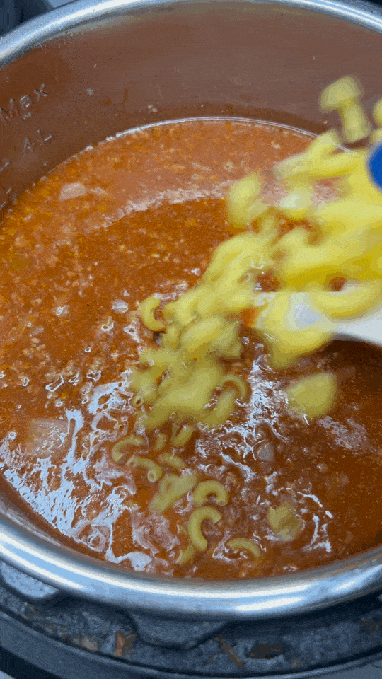 Add Pasta to Instant Pot to make Taco Macaroni