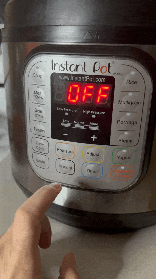 Set Instant Pot to Manual and 8 minutes